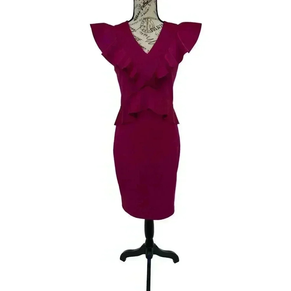 Ted Baker, dress with ruffles, Violet / Purple, size 1